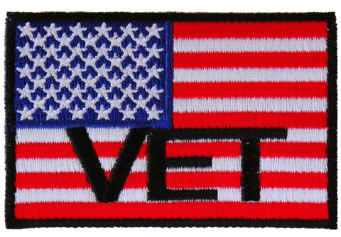 American Flag Vet Patch With Black Border - 3x2 inch