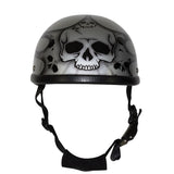 Silver Motorcycle Novelty Helmet With Burning Skull And Tribal Design, Novelty Helmets, [product_description] - Rhino Gear