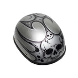 Silver Motorcycle Novelty Helmet With Burning Skull And Tribal Design, Novelty Helmets, [product_description] - Rhino Gear