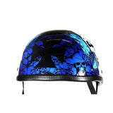 Blue Skull Novelty Boneyard Motorcycle Helmet With Iron Cross/Skulls, Novelty Helmets, [product_description] - Rhino Gear