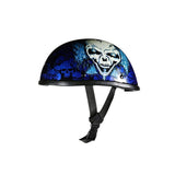 Blue Skull Novelty Boneyard Motorcycle Helmet With Iron Cross/Skulls, Novelty Helmets, [product_description] - Rhino Gear