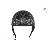 DOT Low Profile Flat Black Motorcycle Helmet With Skulls Graphic, DOT Helmets, [product_description] - Rhino Gear