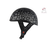 DOT Low Profile Flat Black Motorcycle Helmet With Skulls Graphic, DOT Helmets, [product_description] - Rhino Gear