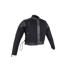 Kids Black Denim and Leather Jacket with Side Laces, Kid's Leather, [product_description] - Rhino Gear