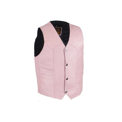 Kids Pink Classic Leather Motorcycle Vest