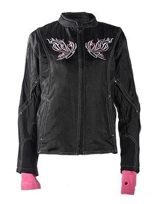 Women's Textile Jacket With Pink Hoodie & Butterfly