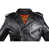 Mens Classic Police Style Motorcycle Jacket With Side Laces - Terminator Style, Men's Leather Jacket, [product_description] - Rhino Gear