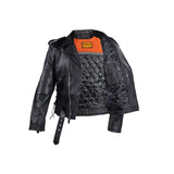 Mens Classic Police Style Motorcycle Jacket With Side Laces - Terminator Style, Men's Leather Jacket, [product_description] - Rhino Gear