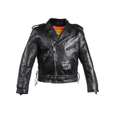 Mens Classic Police Style Motorcycle Jacket With Side Laces - Terminator Style, Men's Leather Jacket, [product_description] - Rhino Gear