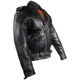 Mens Classic Police Style Motorcycle Jacket With Side Laces - Terminator Style, Men's Leather Jacket, [product_description] - Rhino Gear