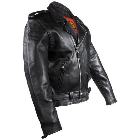 Mens Classic Police Style Motorcycle Jacket With Side Laces - Terminator Style