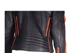 Mens Racing Premium Leather Motorcycle Jacket With Orange Stripes, Men's Leather Jacket, [product_description] - Rhino Gear