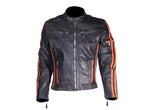 Mens Racing Premium Leather Motorcycle Jacket With Orange Stripes, Men's Leather Jacket, [product_description] - Rhino Gear