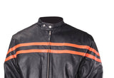 Men's Racer Jacket With Orange Racing Stripes, Men's Leather Jacket, [product_description] - Rhino Gear