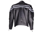 Men's Racer Jacket With Silver Racing Stripes, Men's Leather Jacket, [product_description] - Rhino Gear