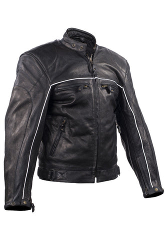 Men's Racer Heavy Jacket Black With Reflective Piping