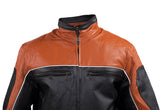 Men's Racer Heavy Jacket Orange With Reflective Piping, Men's Leather Jacket, [product_description] - Rhino Gear