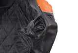 Men's Racer Heavy Jacket Orange With Reflective Piping, Men's Leather Jacket, [product_description] - Rhino Gear