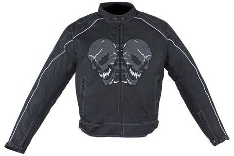 Men's Textile Motorcycle Jacket with Reflective Skull