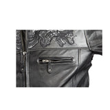 Mens Leather Jacket With Reflective Skulls, Men's Leather Jacket, [product_description] - Rhino Gear