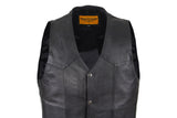 Men's Plain Black Leather Vest With Gun Pockets, Men's Vest, [product_description] - Rhino Gear