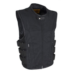 Men’s Black Motorcycle Swat Style Tactical Textile Vest with Conceal Pockets, Men's Vest, [product_description] - Rhino Gear