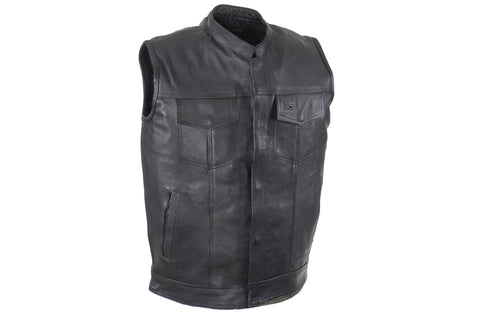 Motorcycle Club Leather Vest With Zipper - Sons of Anarchy