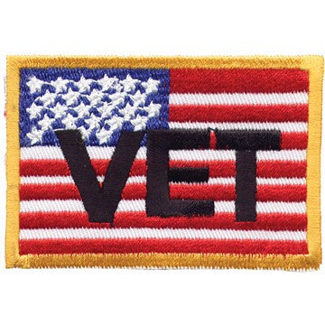 American "Vet" Flag with Yellow Border Patch 2.5" x 3"