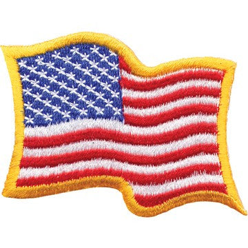 American Waving Flag with Yellow Border Patch 2.25" x 3"