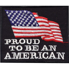 "Proud to Be An American" American Flag Patch 3" x 3.5", Patch, [product_description] - Rhino Gear