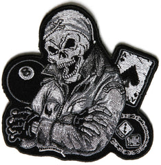 Biker Dude Skull Small PATCH In Gray - 4x4 inch, Patch, [product_description] - Rhino Gear