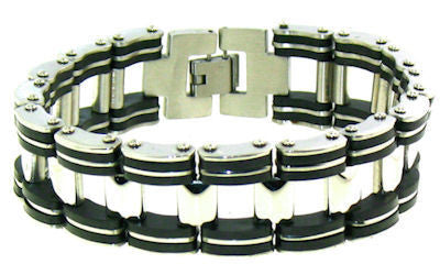 Stainless Steel Chain With Black Accents Bracelet