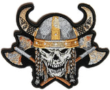 Viking Skull With Axes and Horn Helmet Small PATCH - 4.5x3.5 inch, Patch, [product_description] - Rhino Gear