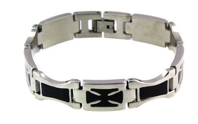 Stainless Steel Black Iron Cross Bracelet