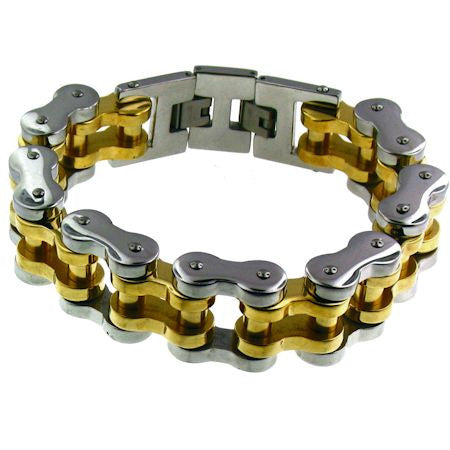 Stainless Steel Heavy Duty Gold/Silver Biker Chain Bracelet