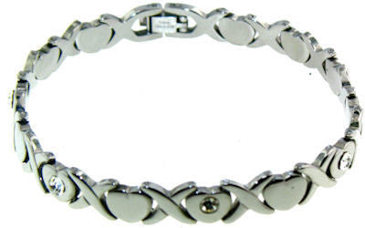 Woman's "Hugs & Kisses" CZ Stainless Steel Bracelet