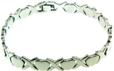 Women's Stainless Steel Biker Bracelets "Hugs & Kisses" Bracelet