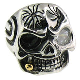 "Bite The Bullet" Skull With CZ Eye Stainless Steel Ring, Stainless Steel Rings, [product_description] - Rhino Gear